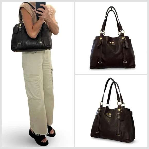 Coach Dark Brown Leather Shoulder Bag - Picture 8 of 11